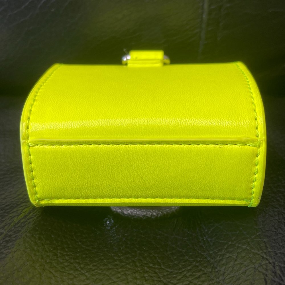 MSGM Mini Clic Leather Crossbody Bag  Neon Yellow - Picture 3 of 7